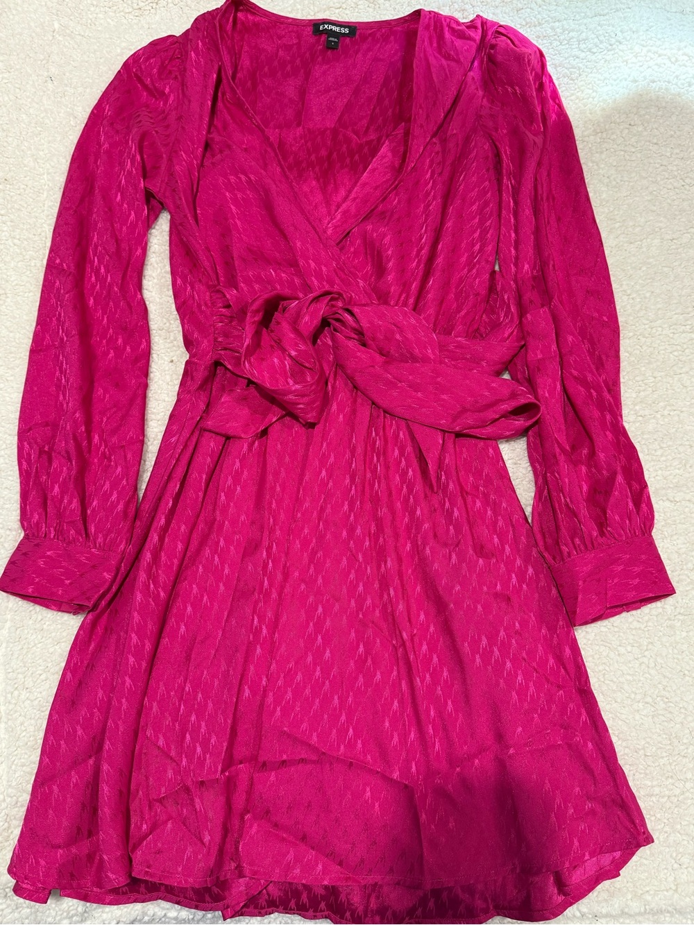 Express Hot Pink Wrap Dress with Tie Waist